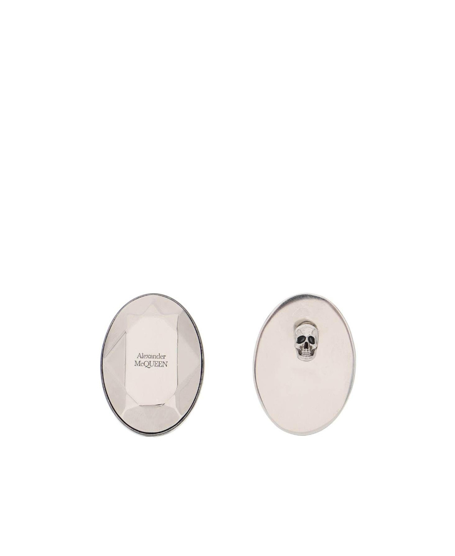 Alexander Mcqueen Stud Earrings With Faceted Stone In White