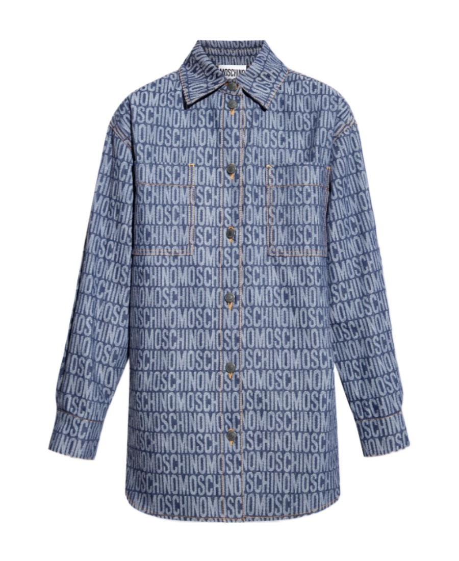 Moschino Blue All Over Denim Shirt In Blue