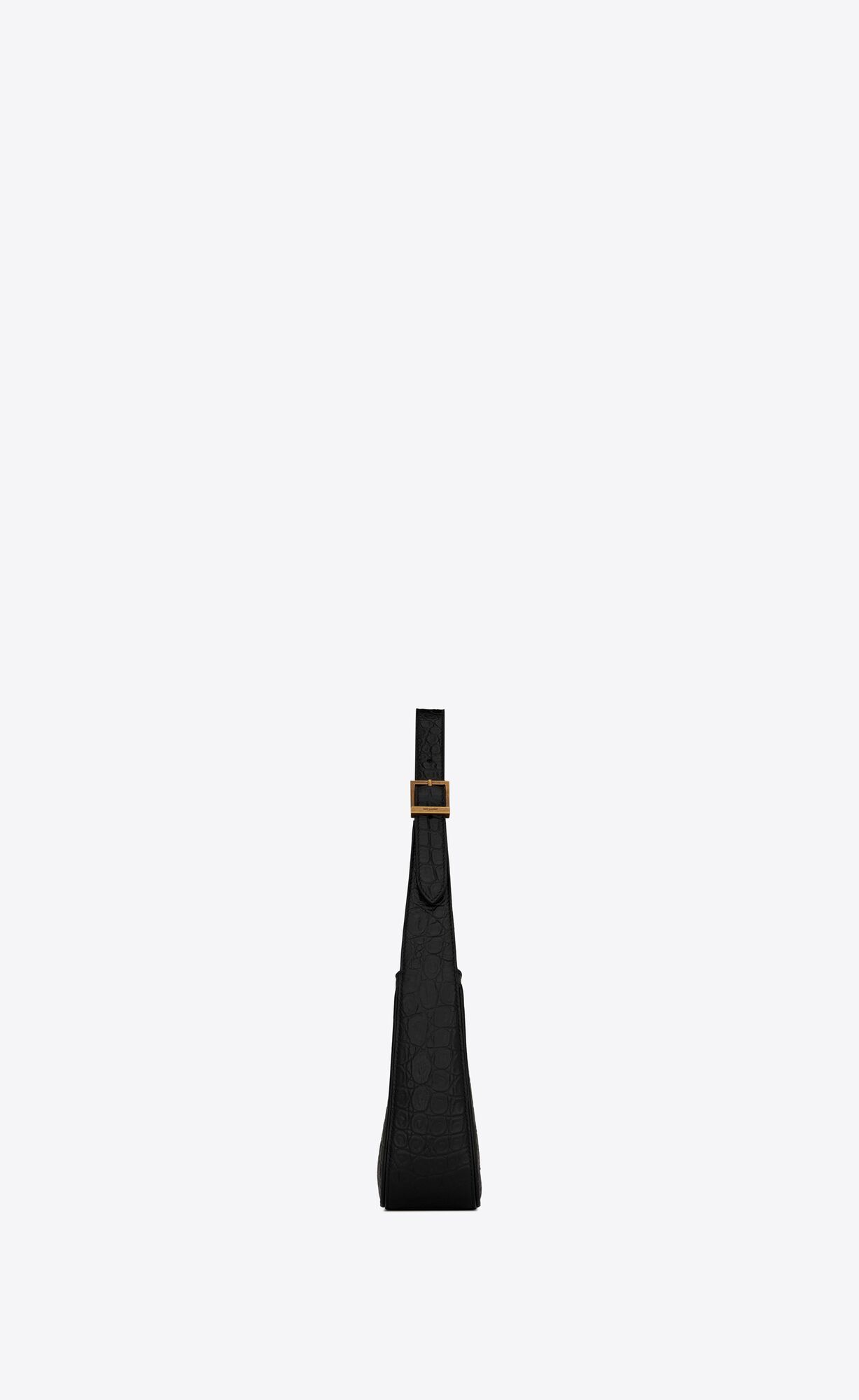 Saint Laurent Crocodile Embossed Hobo Bag With Gold-tone Hardware In Black