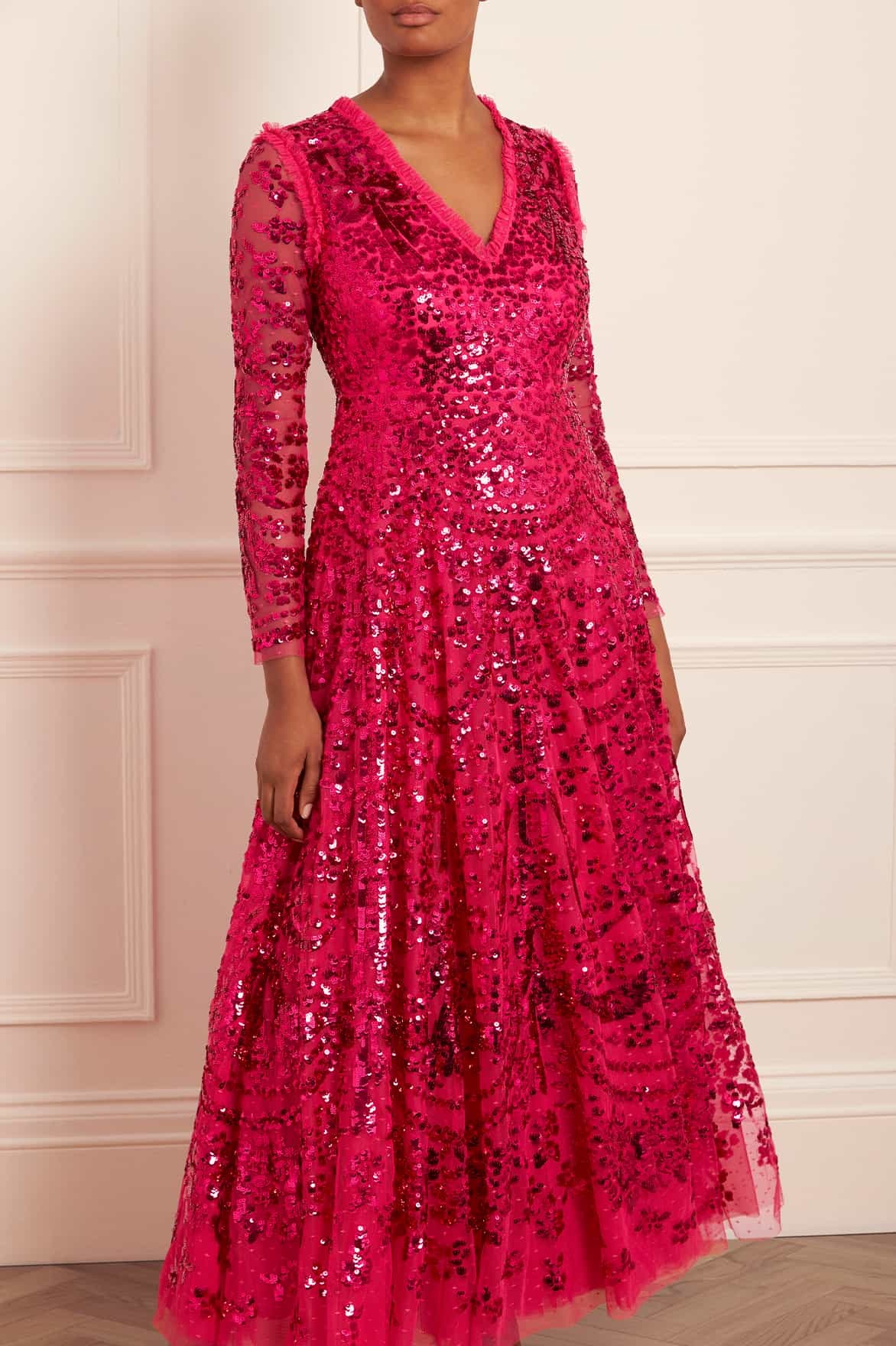NEEDLE & THREAD CHANDELIER SEQUIN-EMBELLISHED GOWN