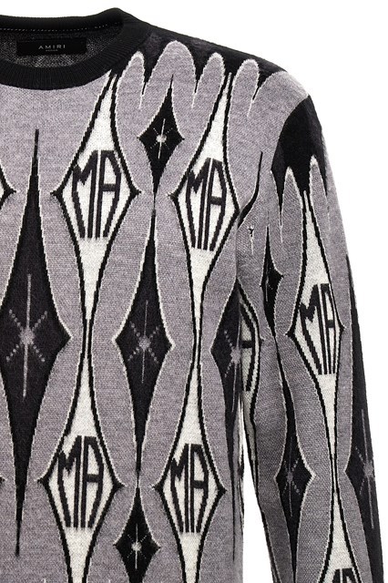 Amiri Black & Gray Jacquard Sweater In Gray