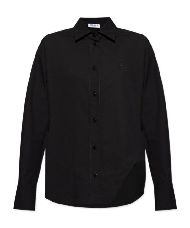 Attico Poplin Shirt Asymmetrical Hem In Black