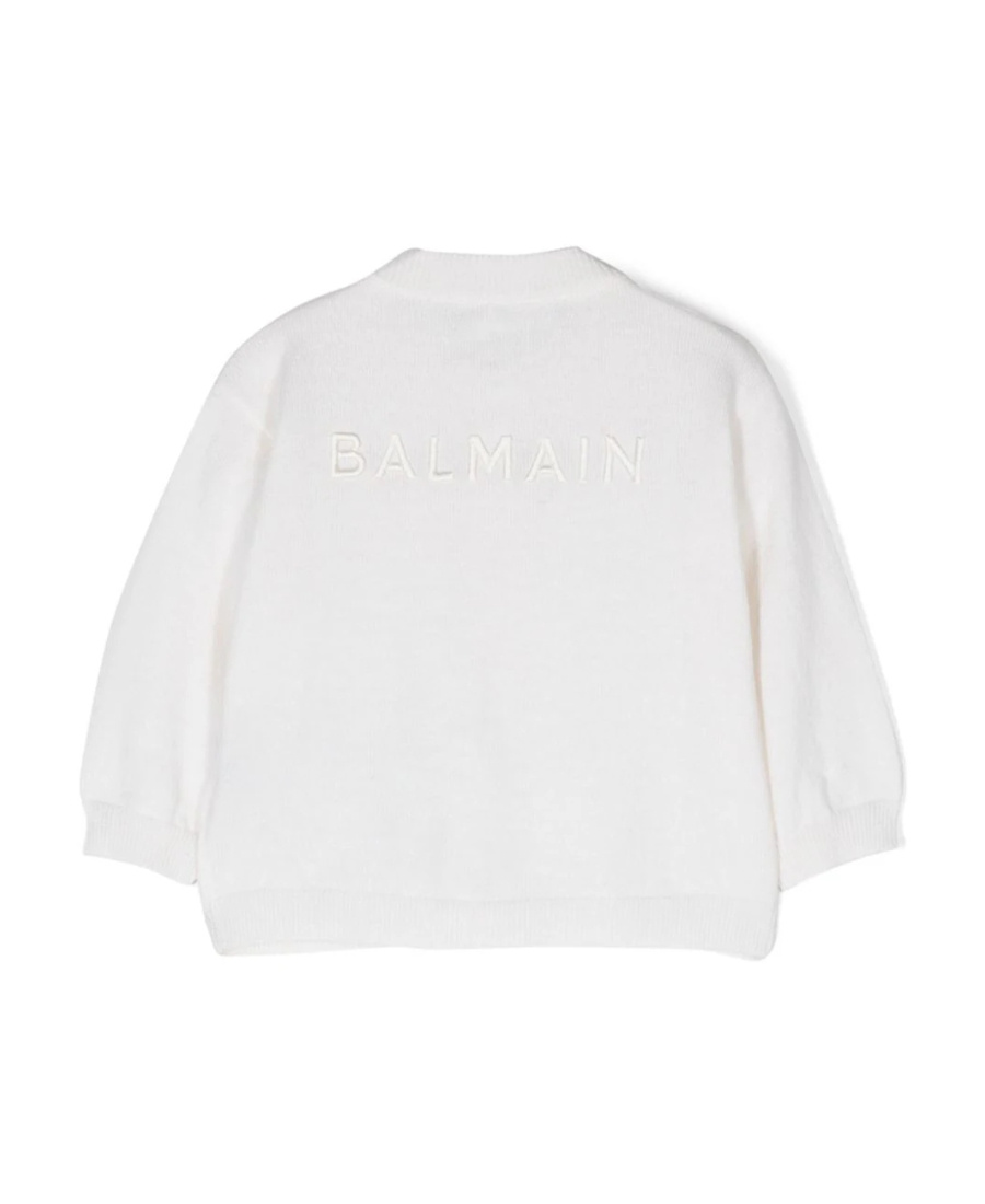 Balmain Buttoned Knitted Cardigan In White