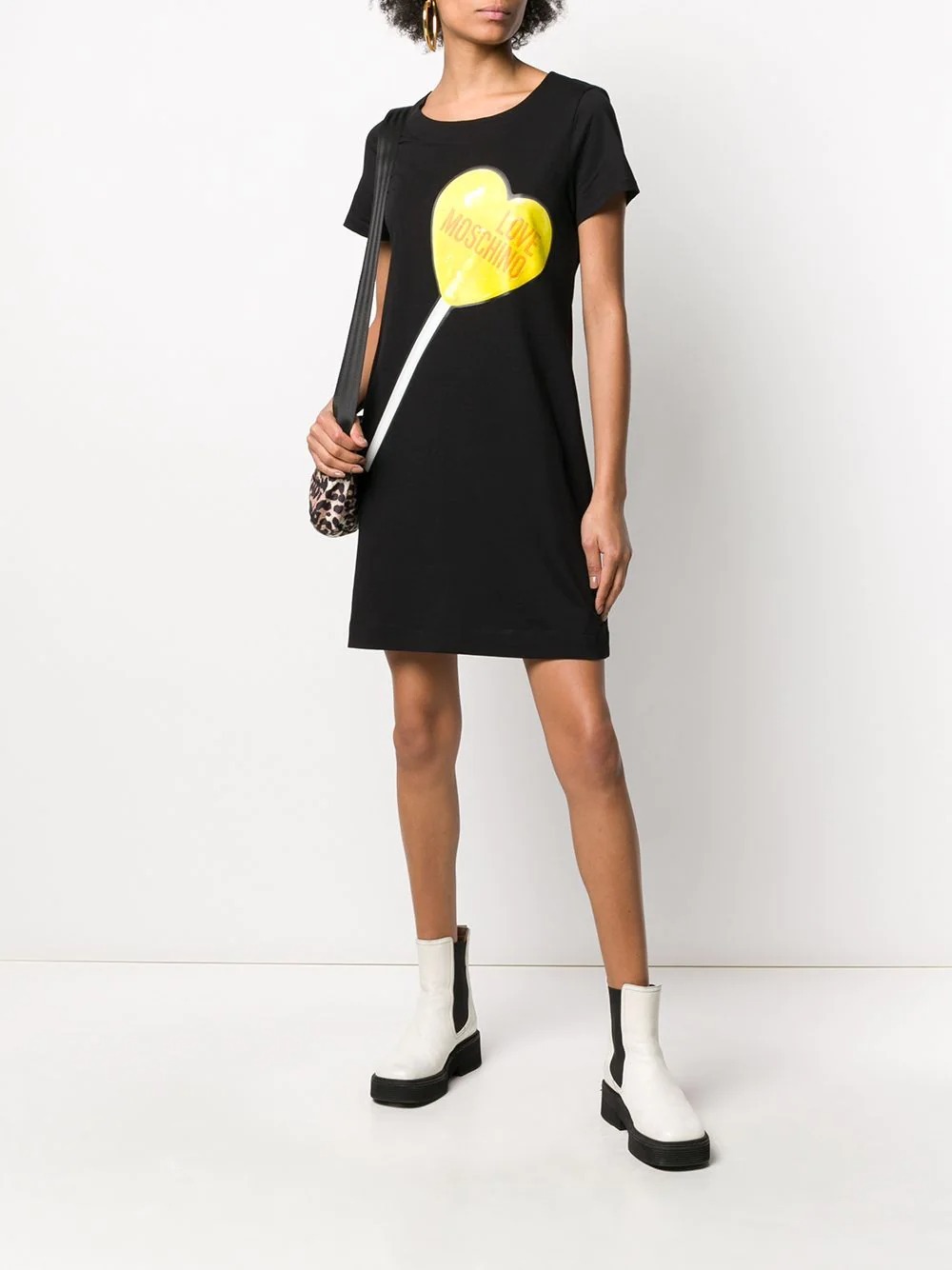 Moschino Lollipop Printed T-shirt Dress In Black