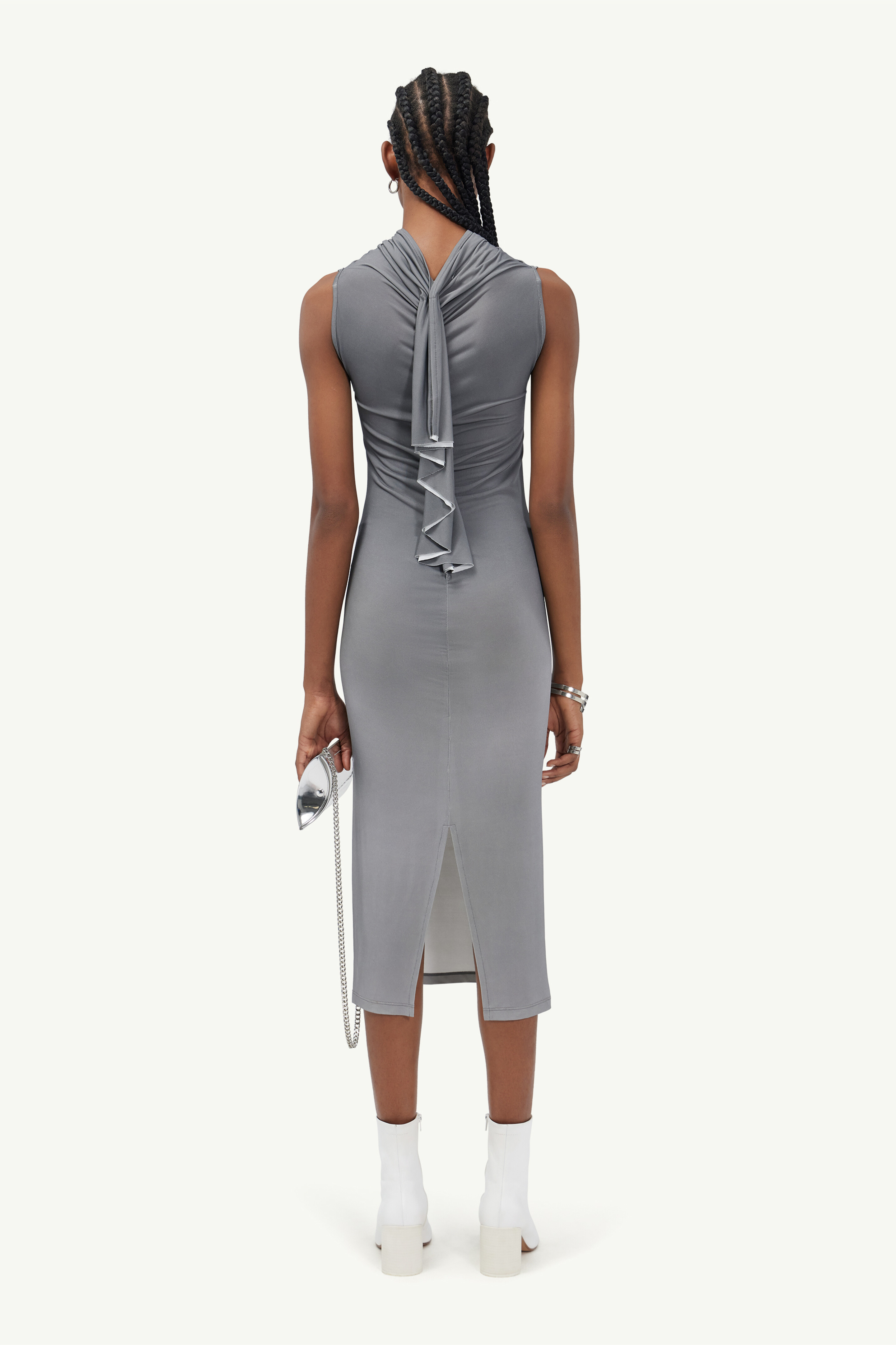 Mm6 Maison Margiela Midikleid Mit Grafischem Print In Gray