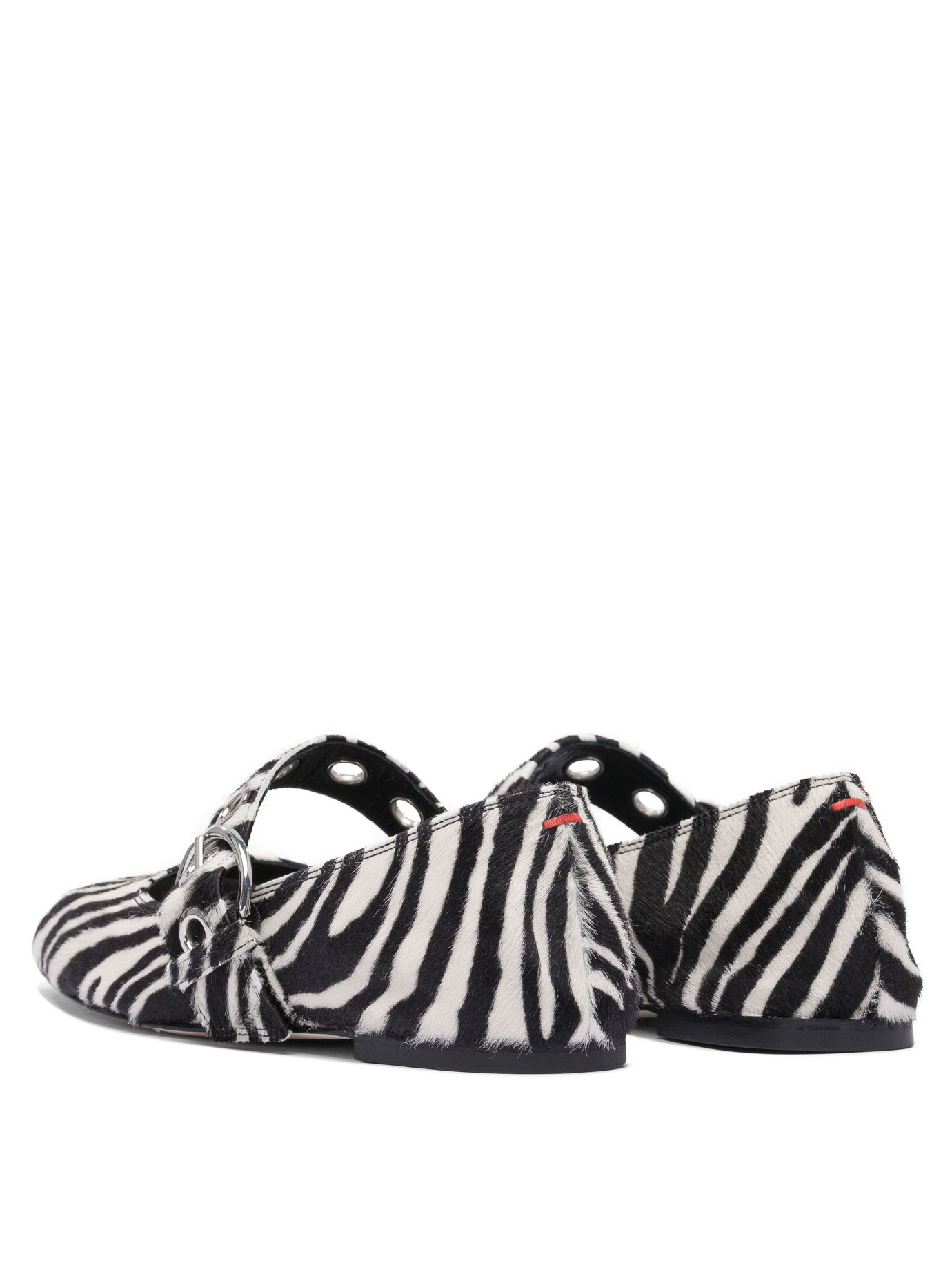 Aeyde Buckle Detail Zebra Pattern Ballerina Shoes