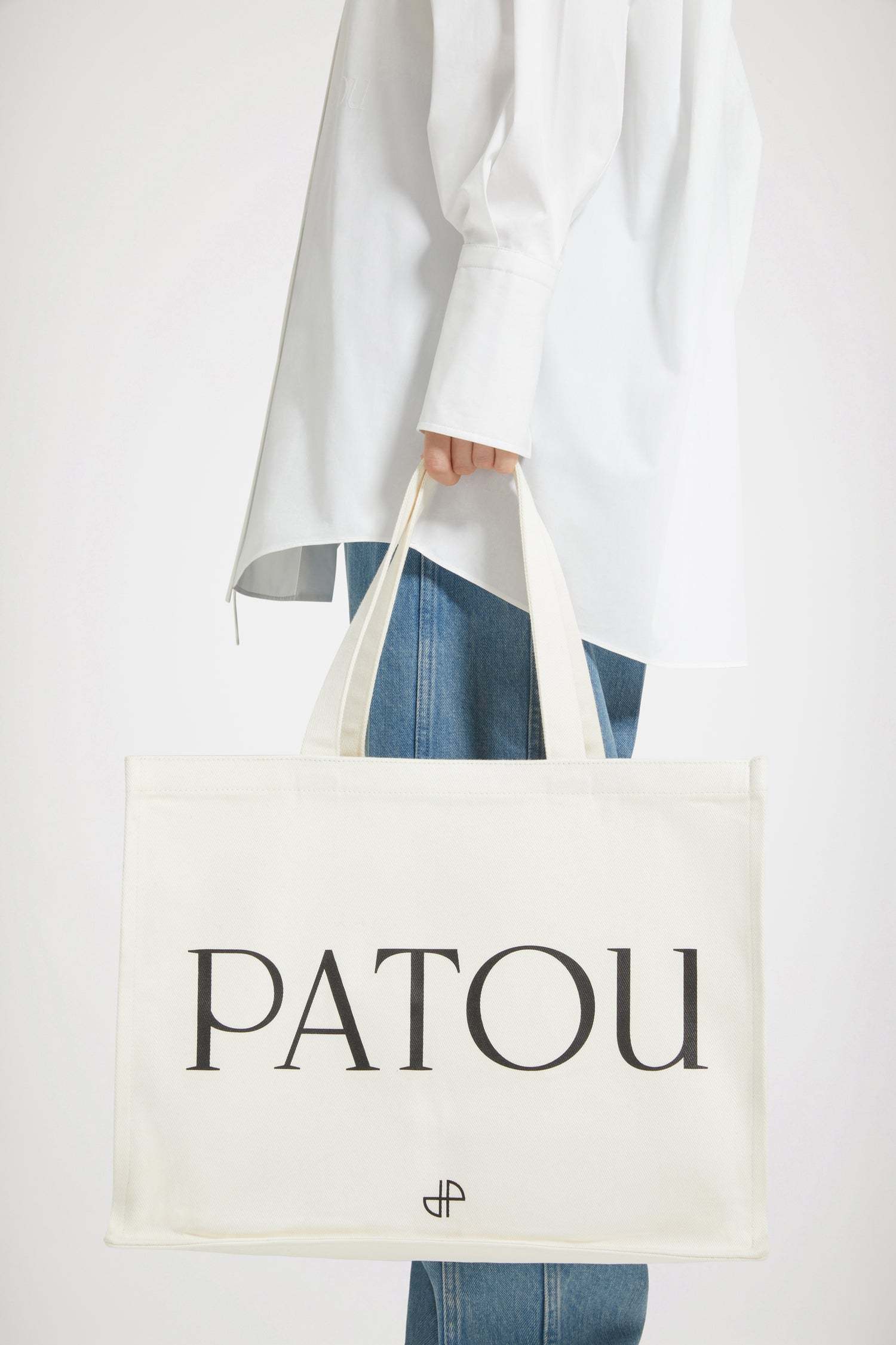 Patou Logo-embroidered Canvas Tote Bag In White