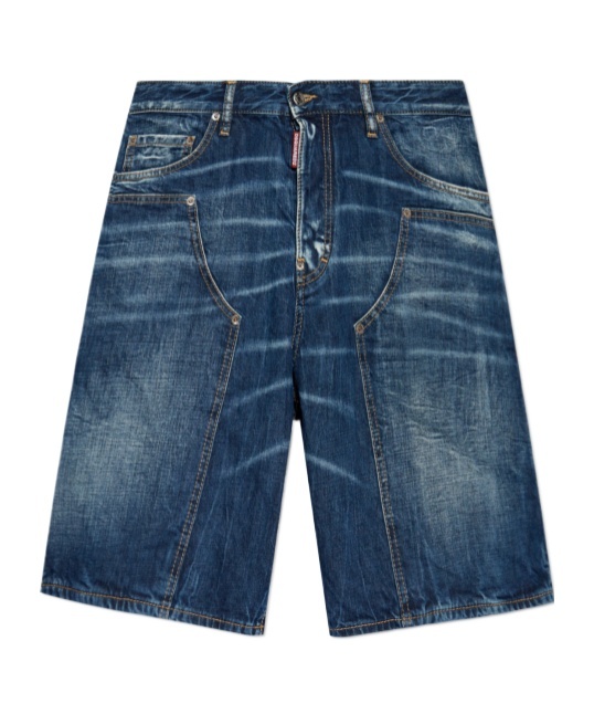 Dsquared2 Logo Patch Denim Shorts In Blue