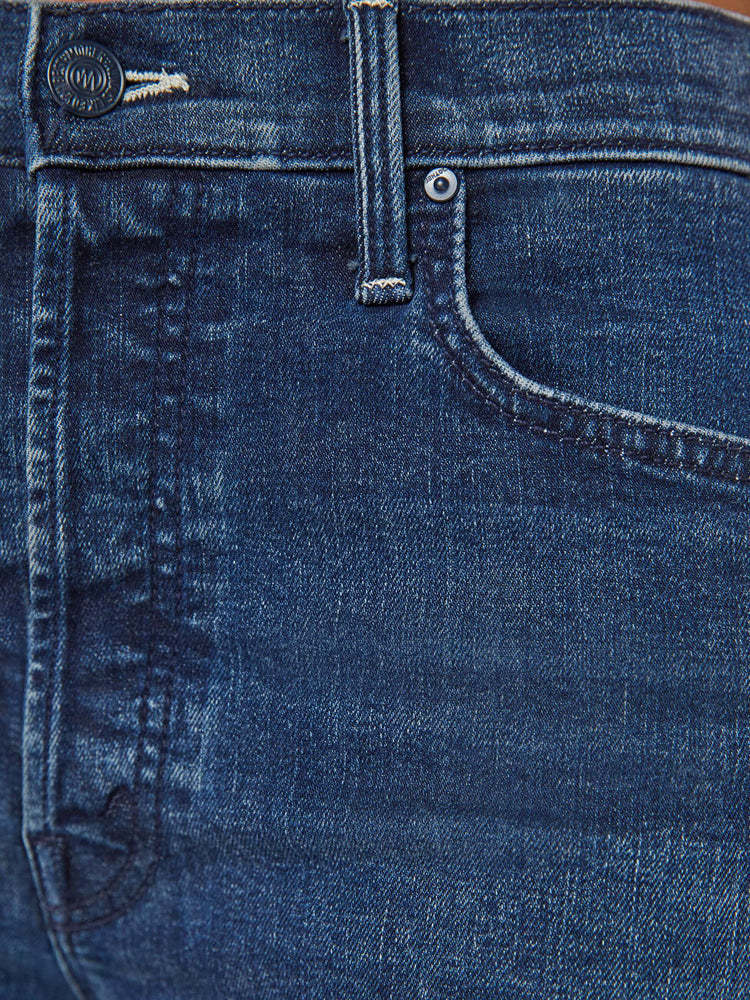 Mother Womens The Tomcat Roller Sneak Brand-tab Wide-leg High-rise Denim-blend Jeans I Put A Spell On You In Blue
