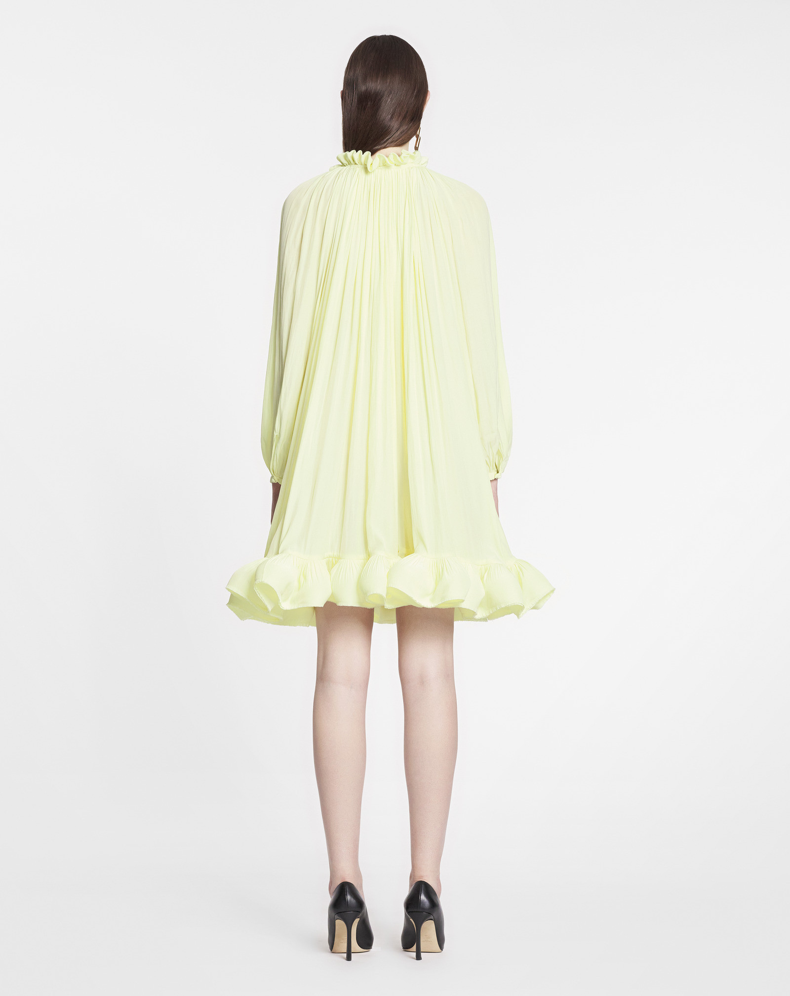 Lanvin Woman Short Dress Acid Green Size 4 Polyester In White