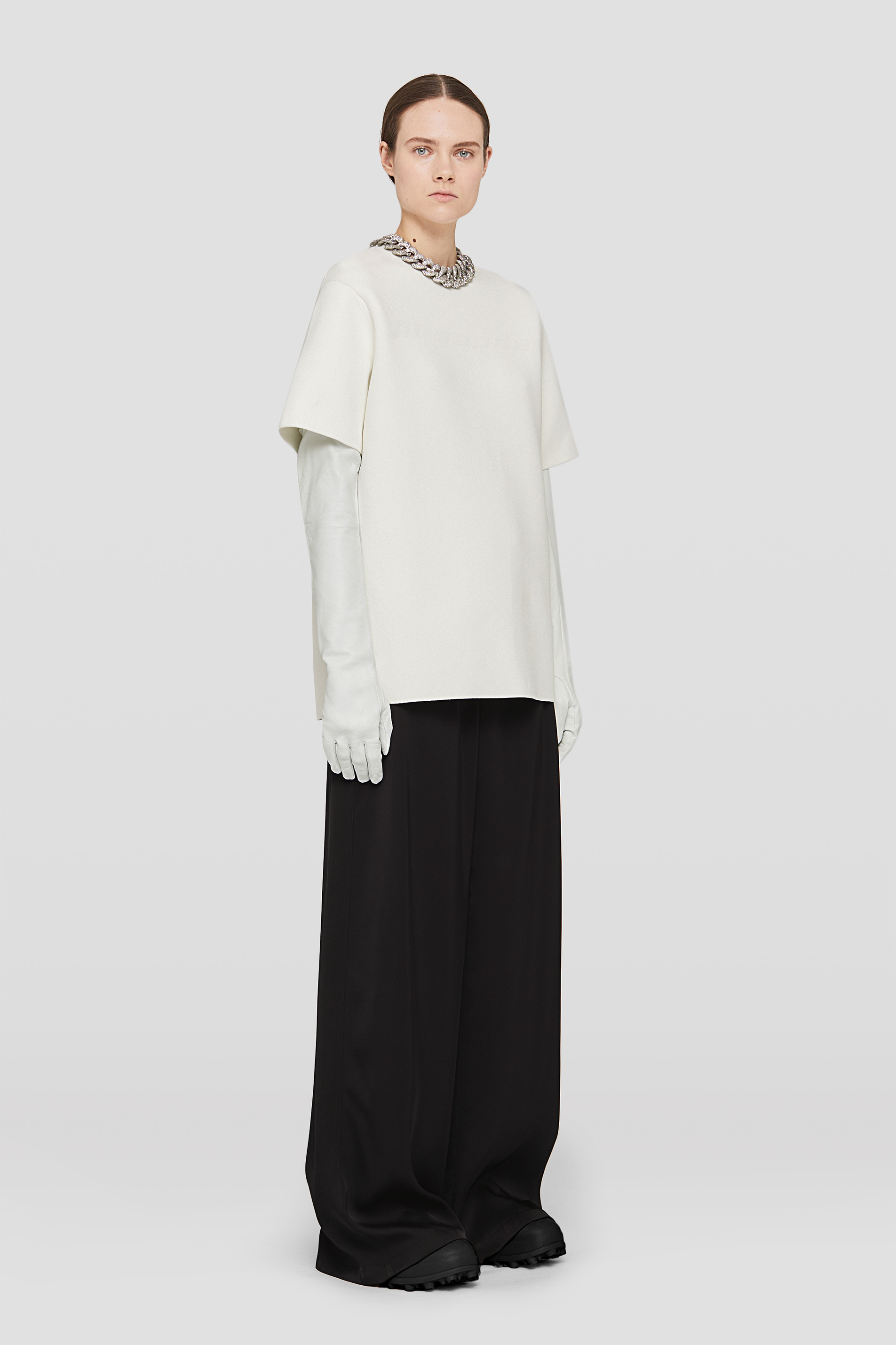 Jil Sander Debossed-logo Short-sleeve Top In White