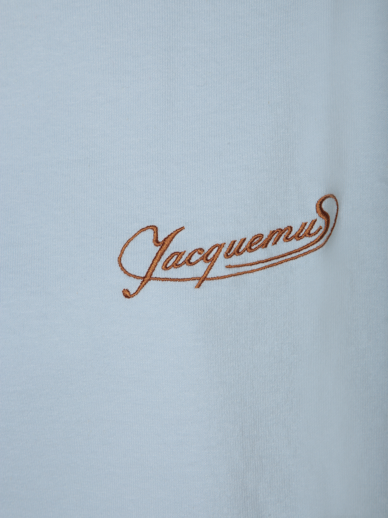 Jacquemus Cropped Logo Embroidered T-shirt In Blue