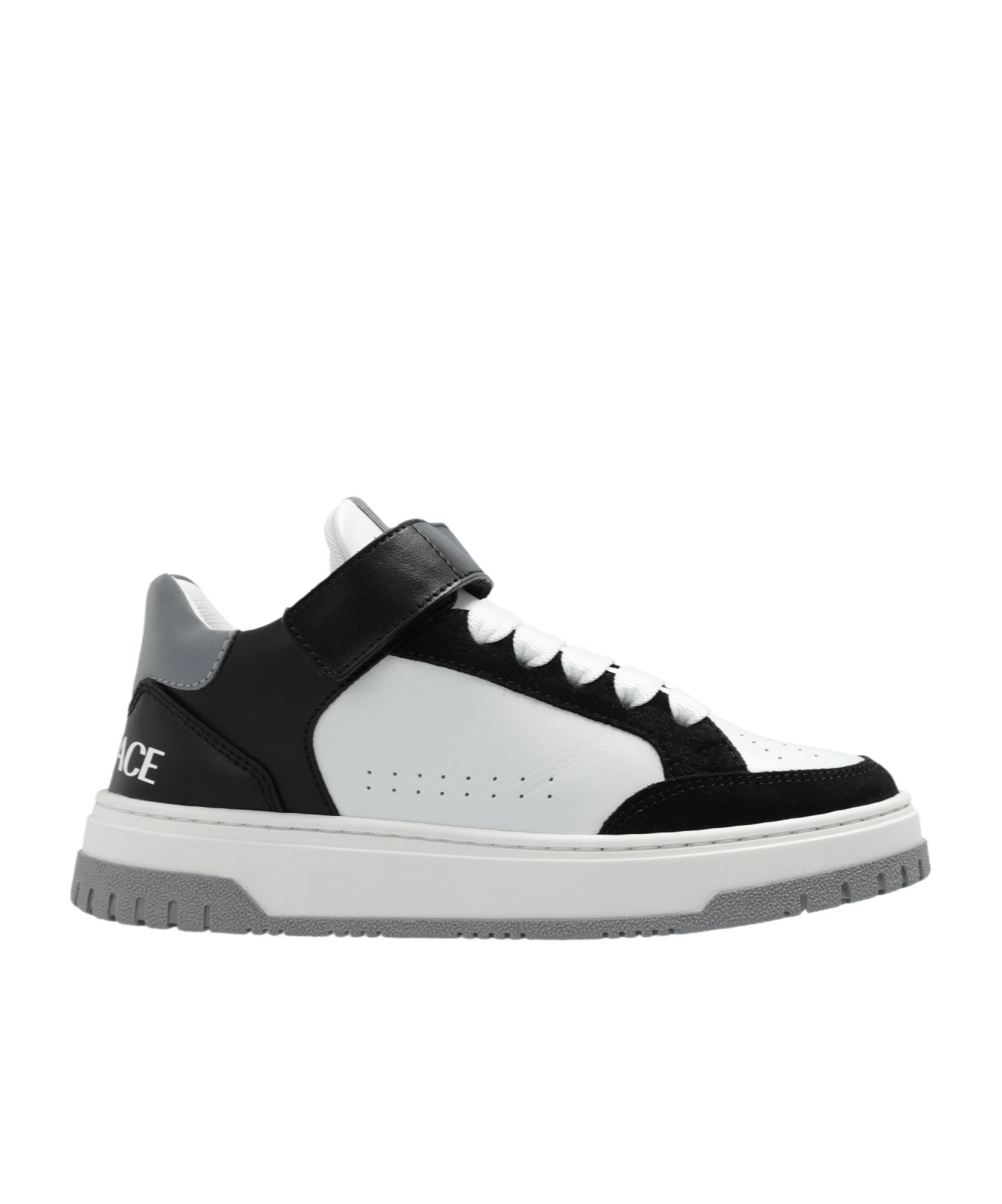 Versace Logo Leather Sneakers In White