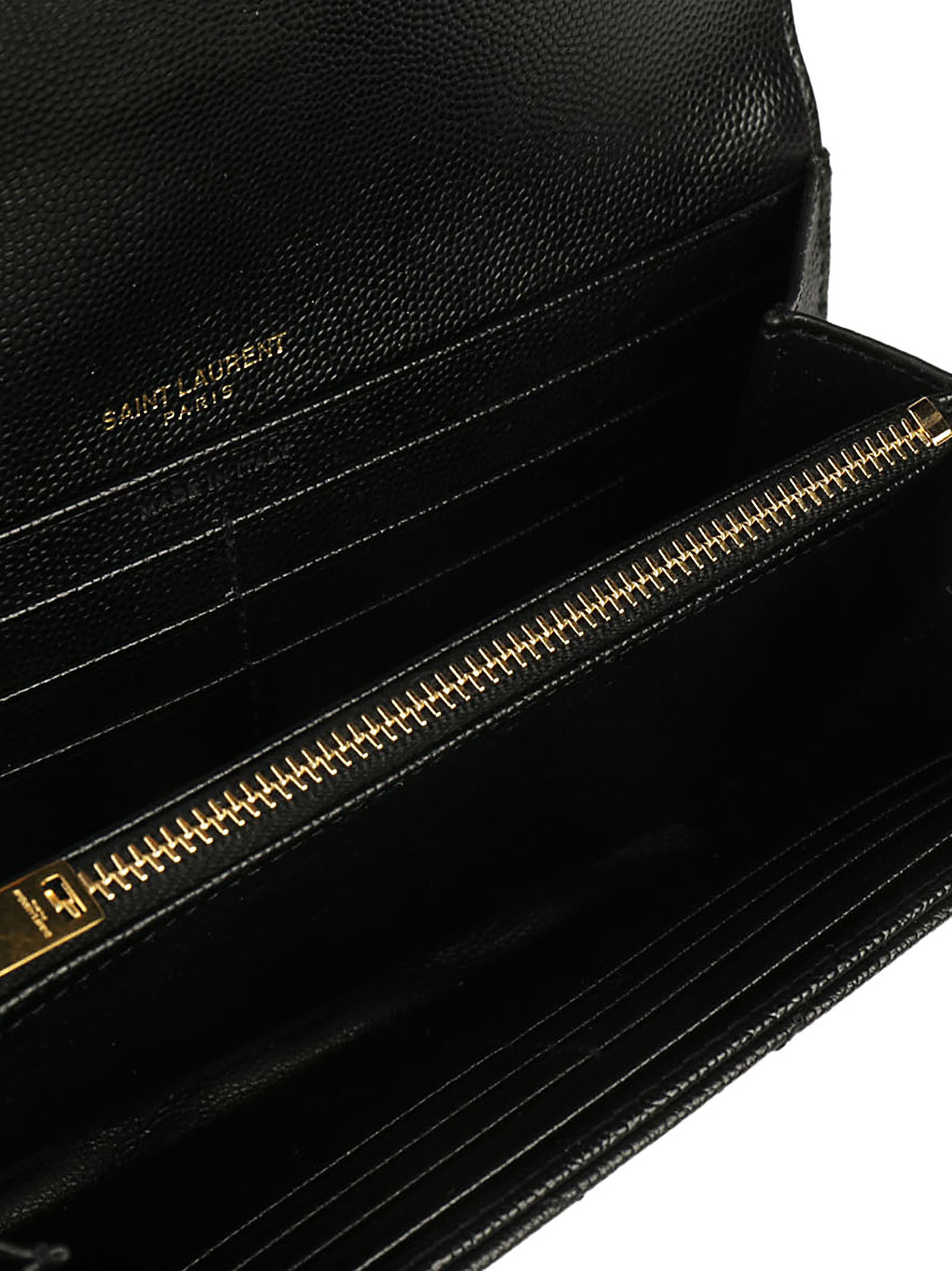 Saint Laurent Cassandre Matelassé Large Flap Wallet In Grain De Poudre Leather Accessories In Black