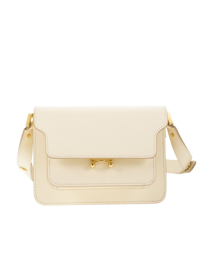 Marni Trunk Saffiano Calfskin Bag In Nude