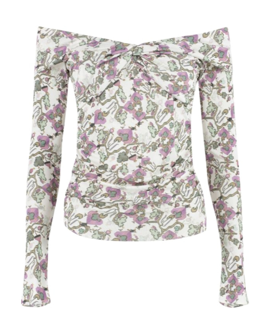 Shop Isabel Marant Logo Long-sleeved Blouse In White