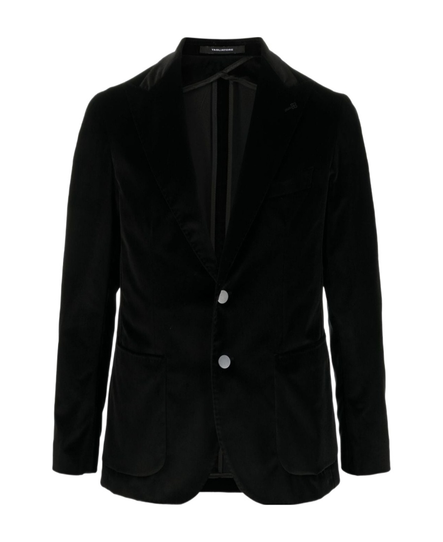Shop Tagliatore Velvet Single-breasted Blazer In Black