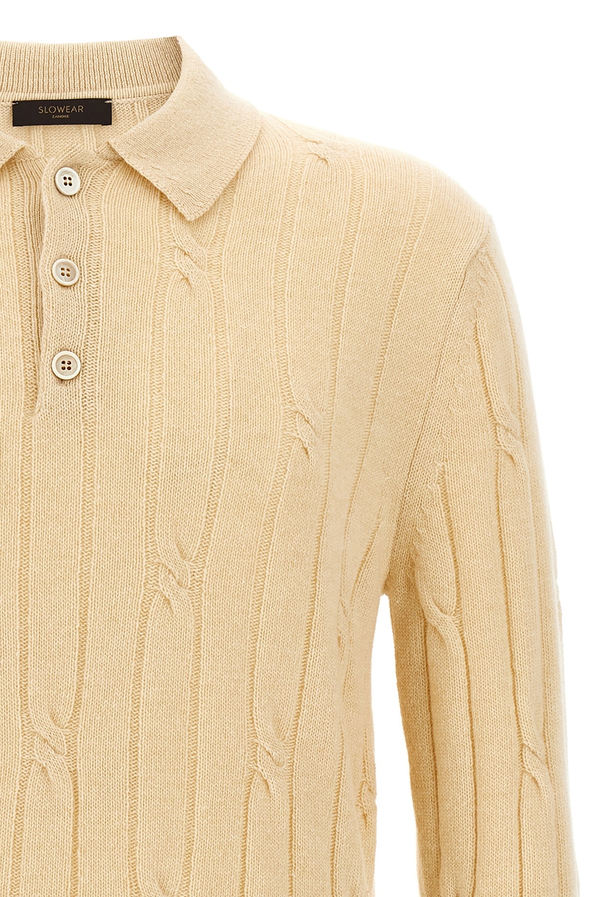 Zanone Wool Braided Pattern Polo Shirt