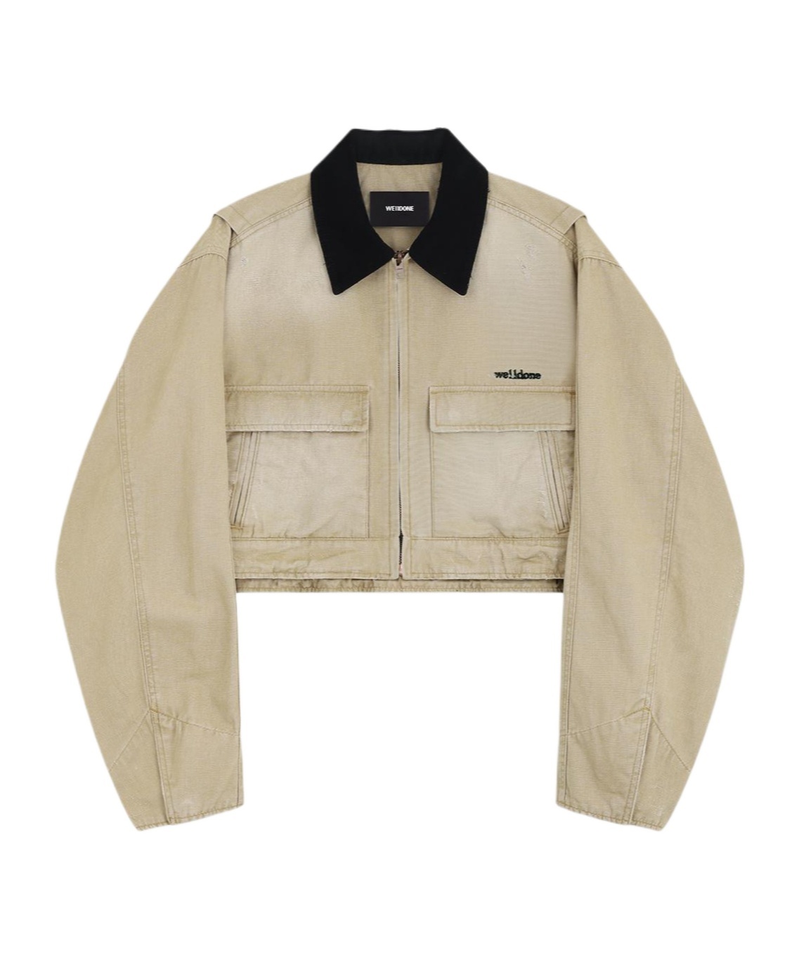 We11 Done Oxford Cropped Denim Jacket In Nude