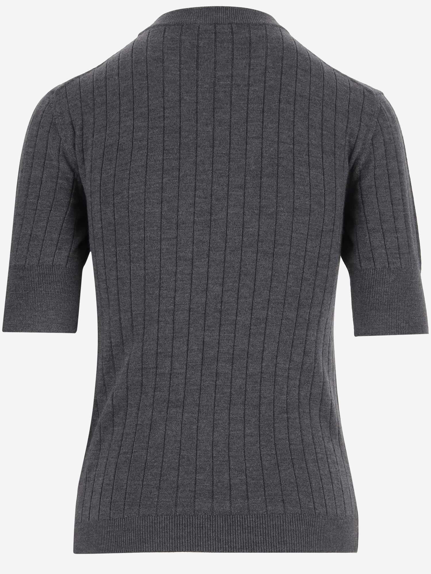 Bottega Veneta Womens Anthracite Ribbed Round-neck Wool Top