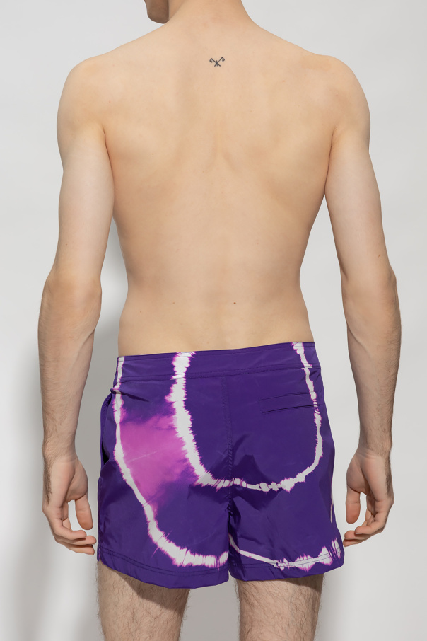 Off-white Tie-dye Printed Shorts In Blue