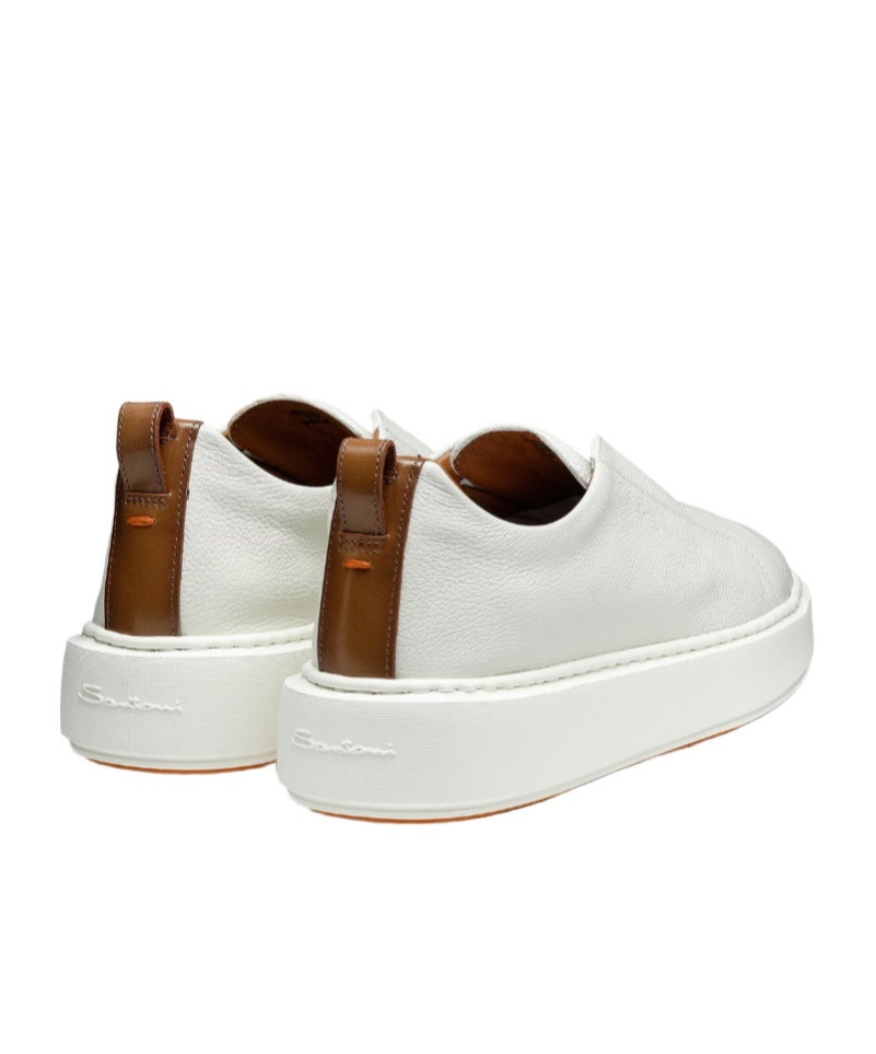 Santoni Leather Low-top Sneakers In White