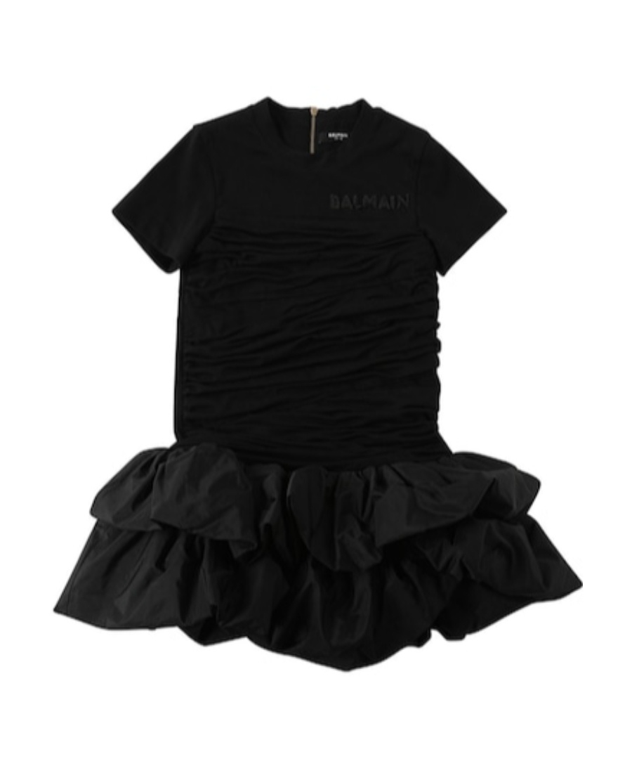 Balmain Kids' Logo Logo Dress In Black
