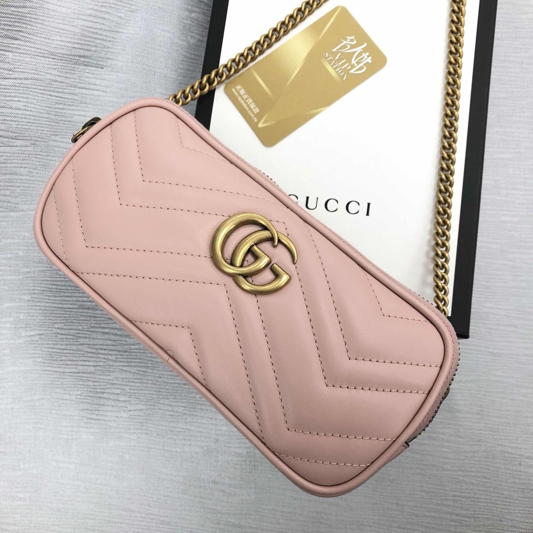 Gucci Gg Marmont Mini Chain Strap Shoulder Bag In Nude