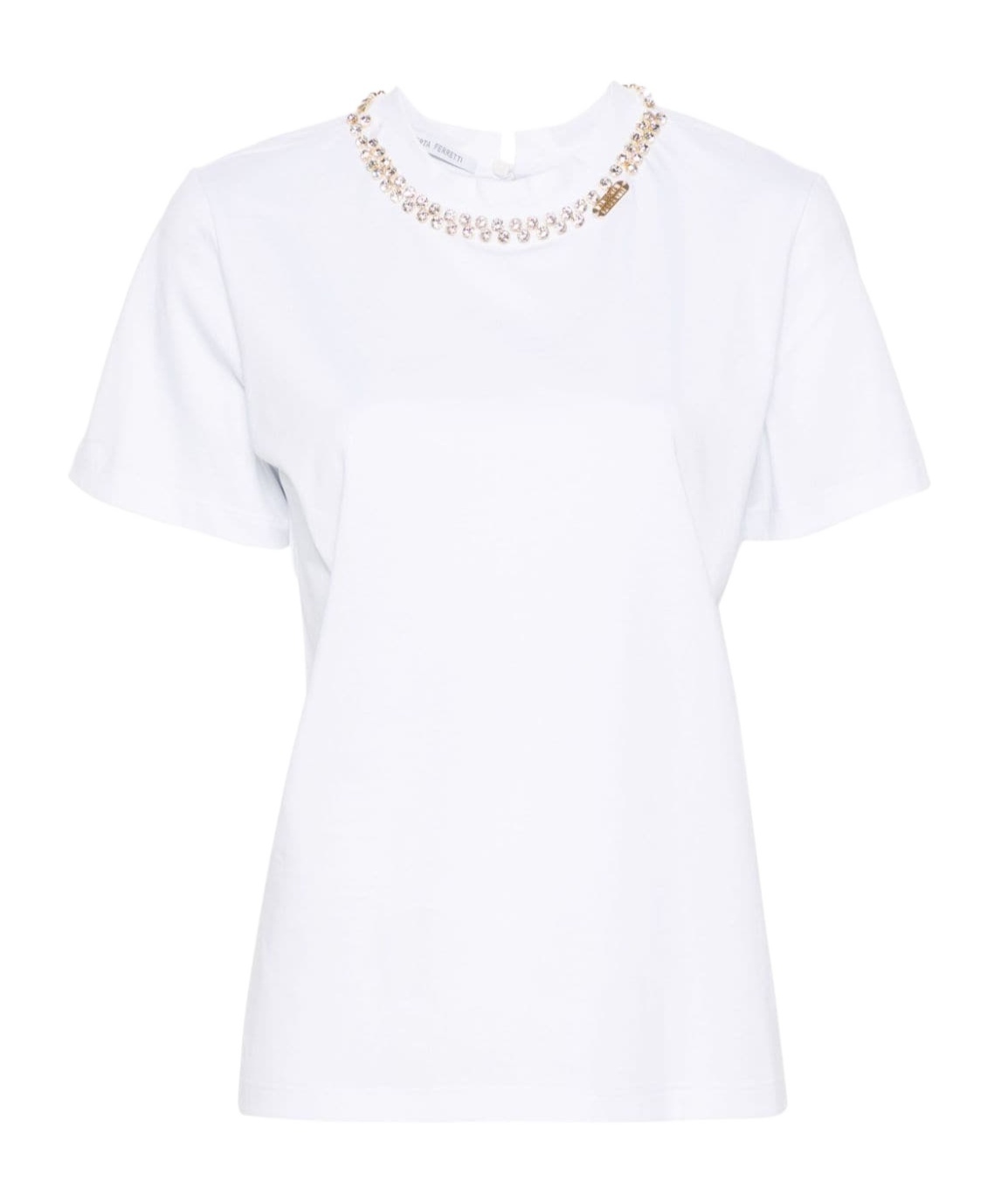 Alberta Ferretti Crystal-embellished Cotton T-shirt In White
