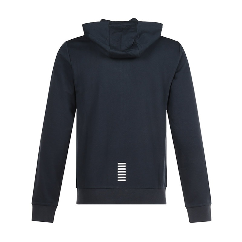 Ea7 Logo-printed Hooded Hoodie In Black