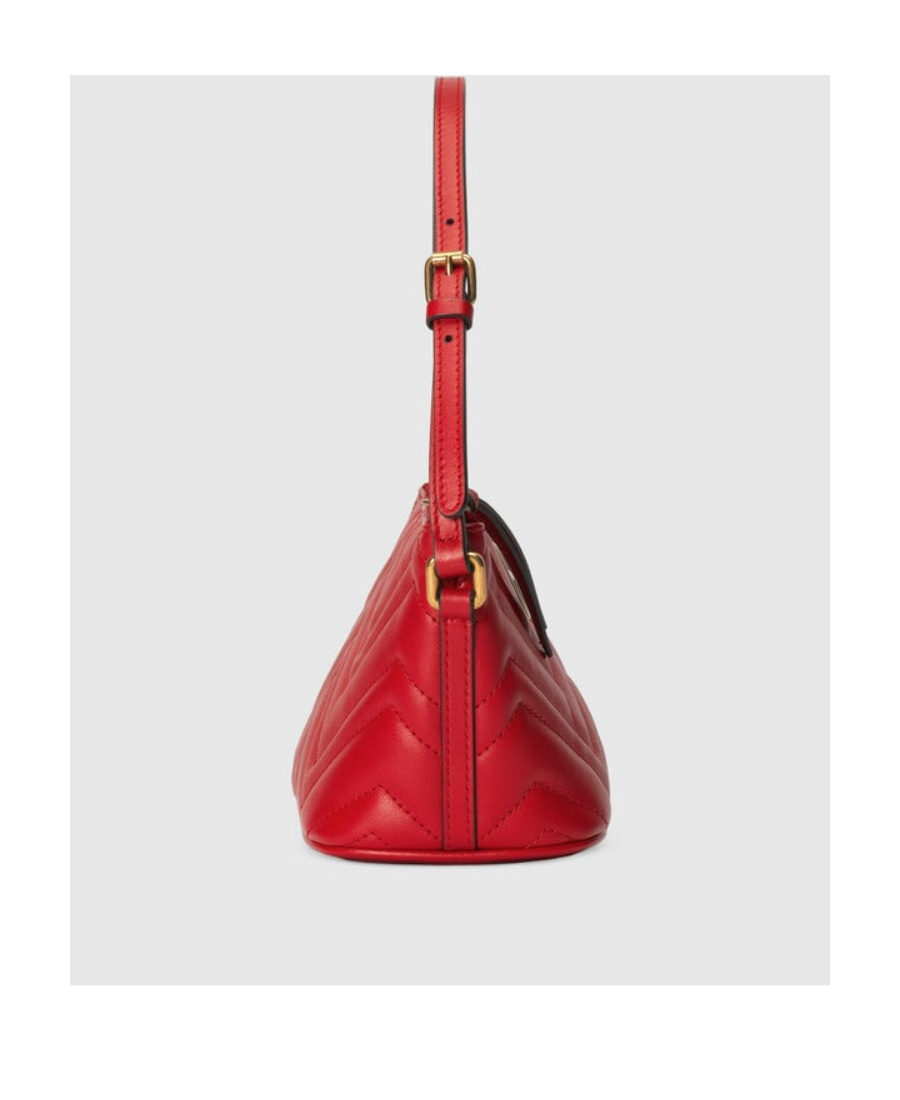 Gucci Small Gg Marmont Quilted Leather Shoulder Bag In Red