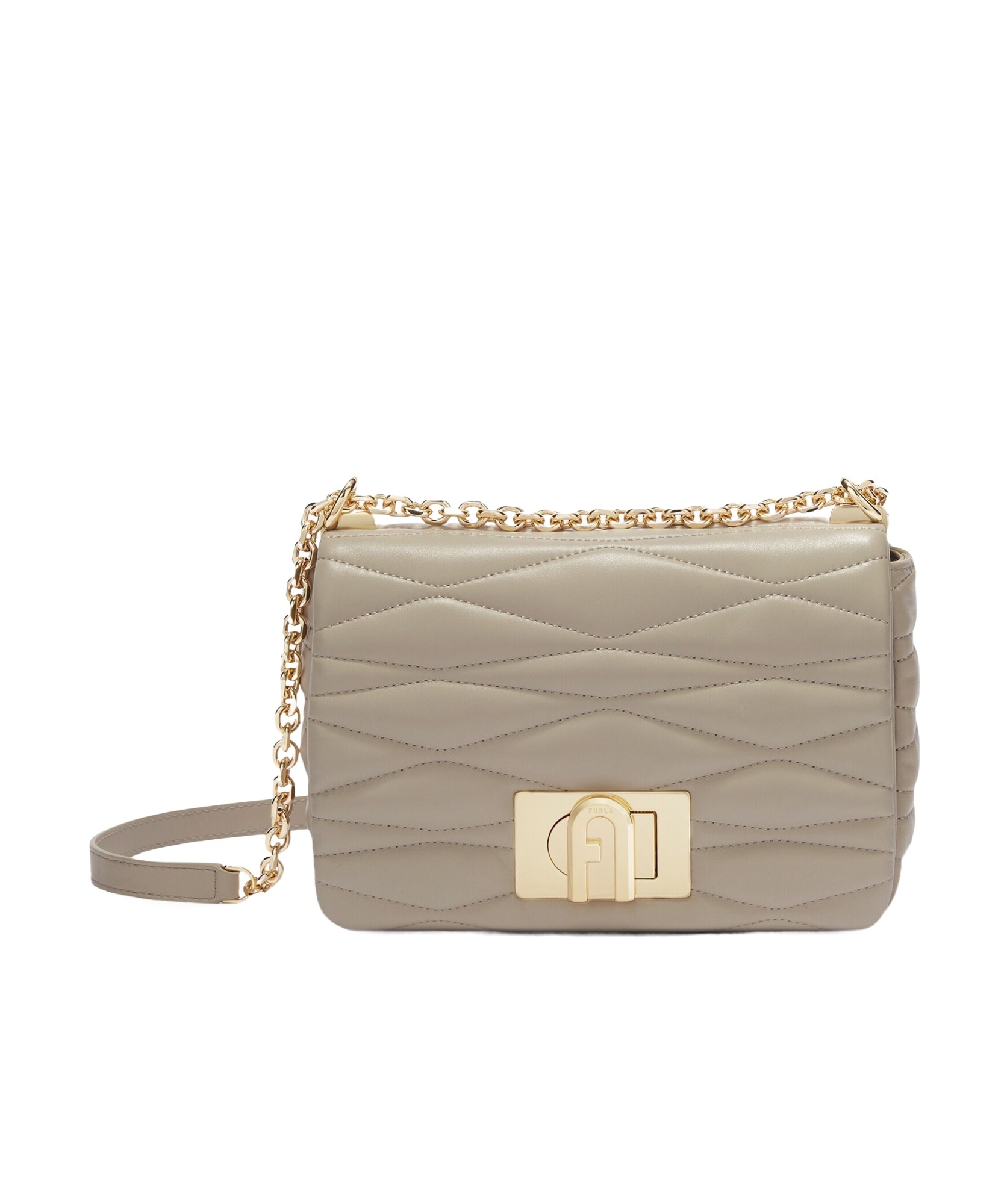 Shop Furla Flip Shoulder Bag In Nude