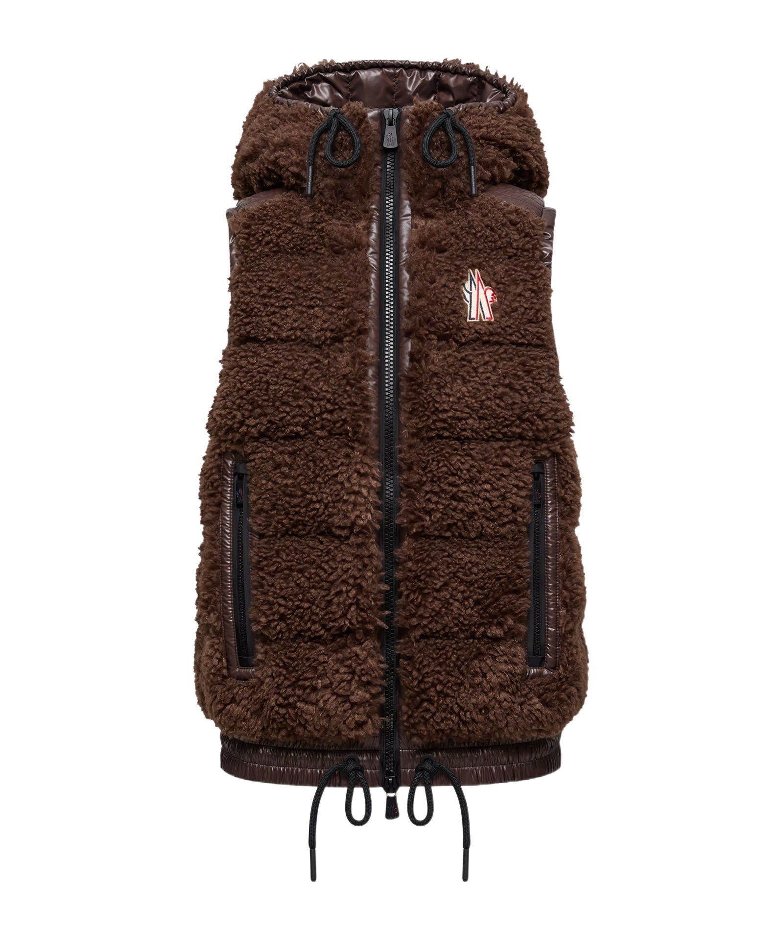 Moncler Teddy Padded Vest In Brown