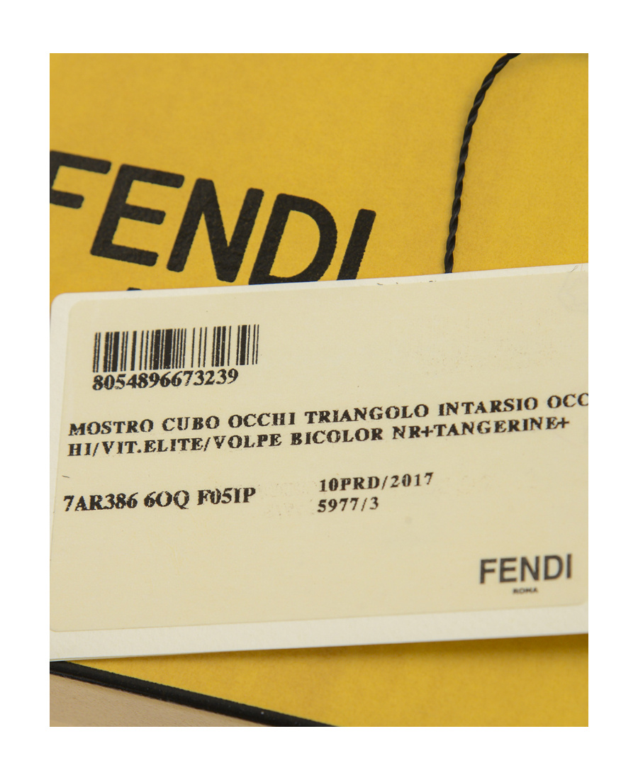 Fendi Eye Pattern Fox Fur Key Chain In Black