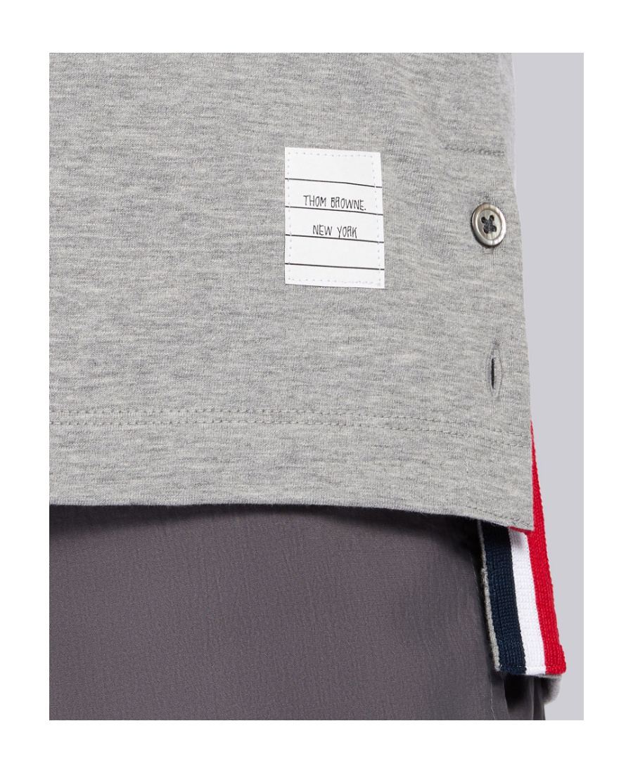 Thom Browne Ringer T-shirt Medium Weight Jersey In Gray