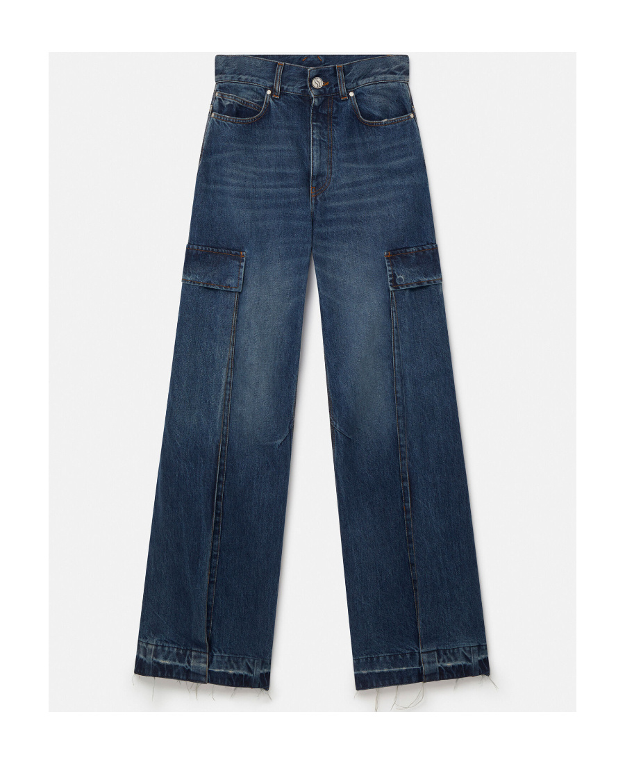 Stella Mccartney Vintage Wash Cargo Jeans In Blue