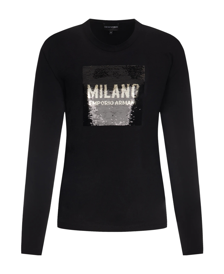 EMPORIO ARMANI LOGO T-SHIRT WITH LONG SLEEVES AND ROUND NECK 