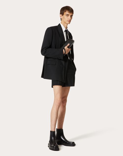 Valentino Elegant Black Wool Double-breasted Jacket In Black