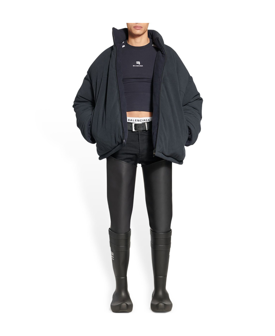 Balenciaga Logo-print Reversible Padded Coat In Black