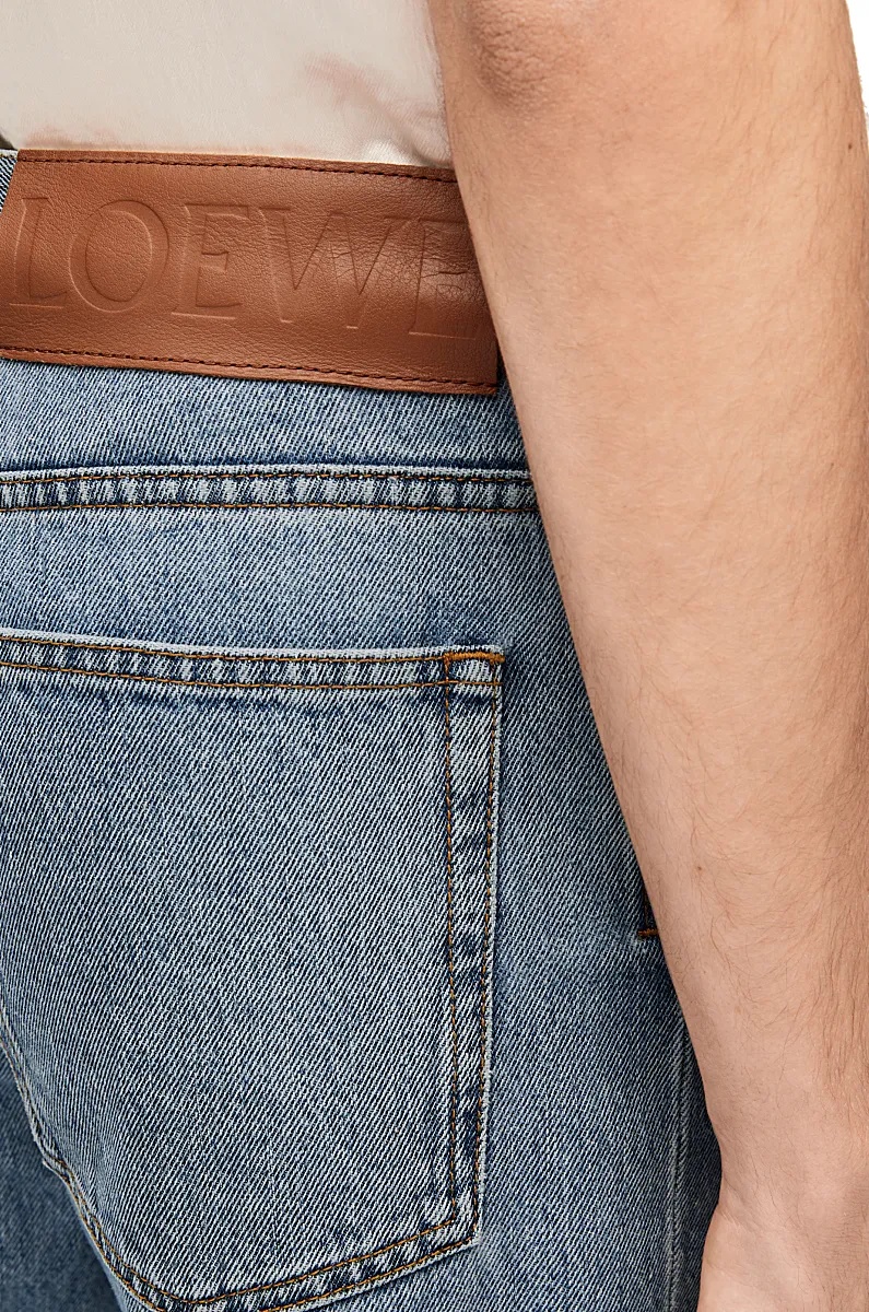 Loewe Lightweight Cotton Fisherman Turn-up Jeans For Men In Light Denim For Fw23 In Gray