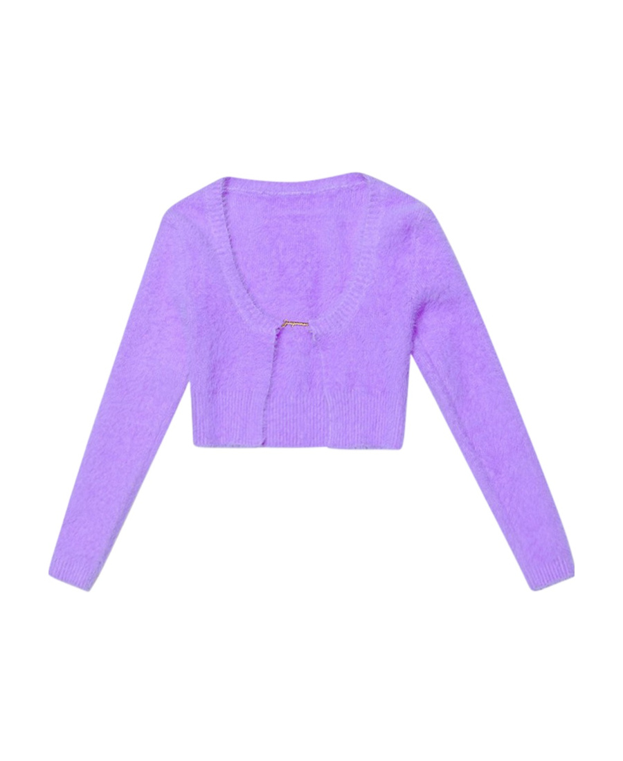 Jacquemus La Maille Neve Manches Longues Cardigan In Purple