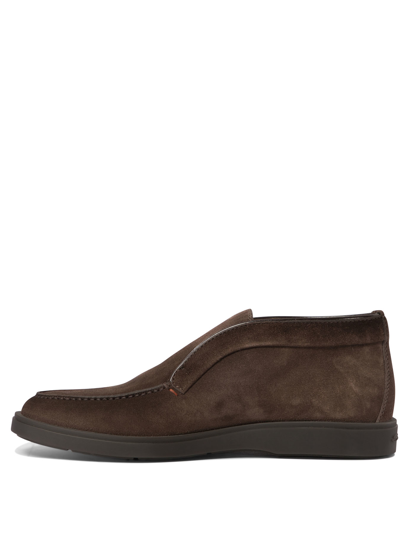 Santoni Desert Round-toe Slip-on Boots In Black