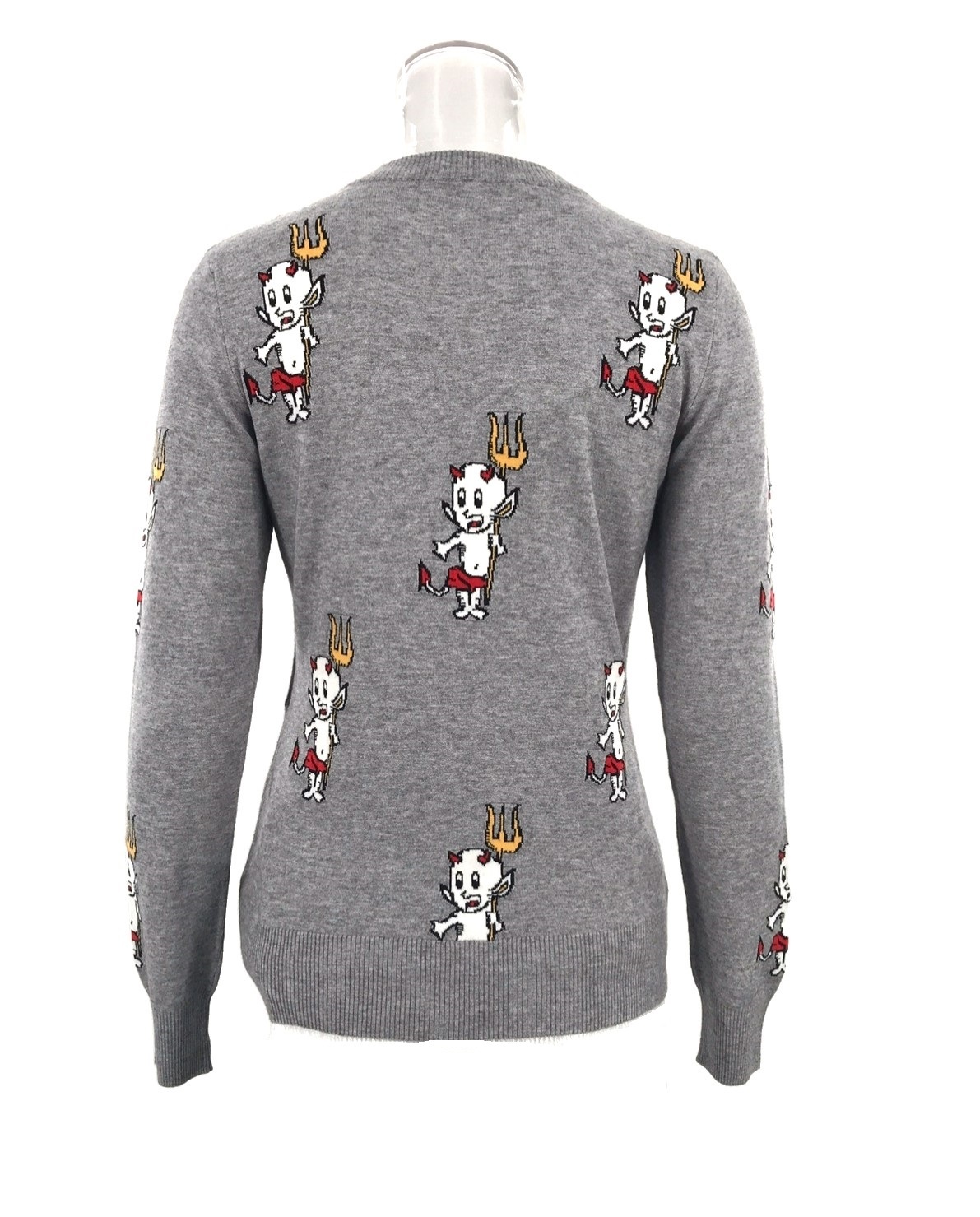 Moschino Long-sleeved Knitted Sweater In Gray