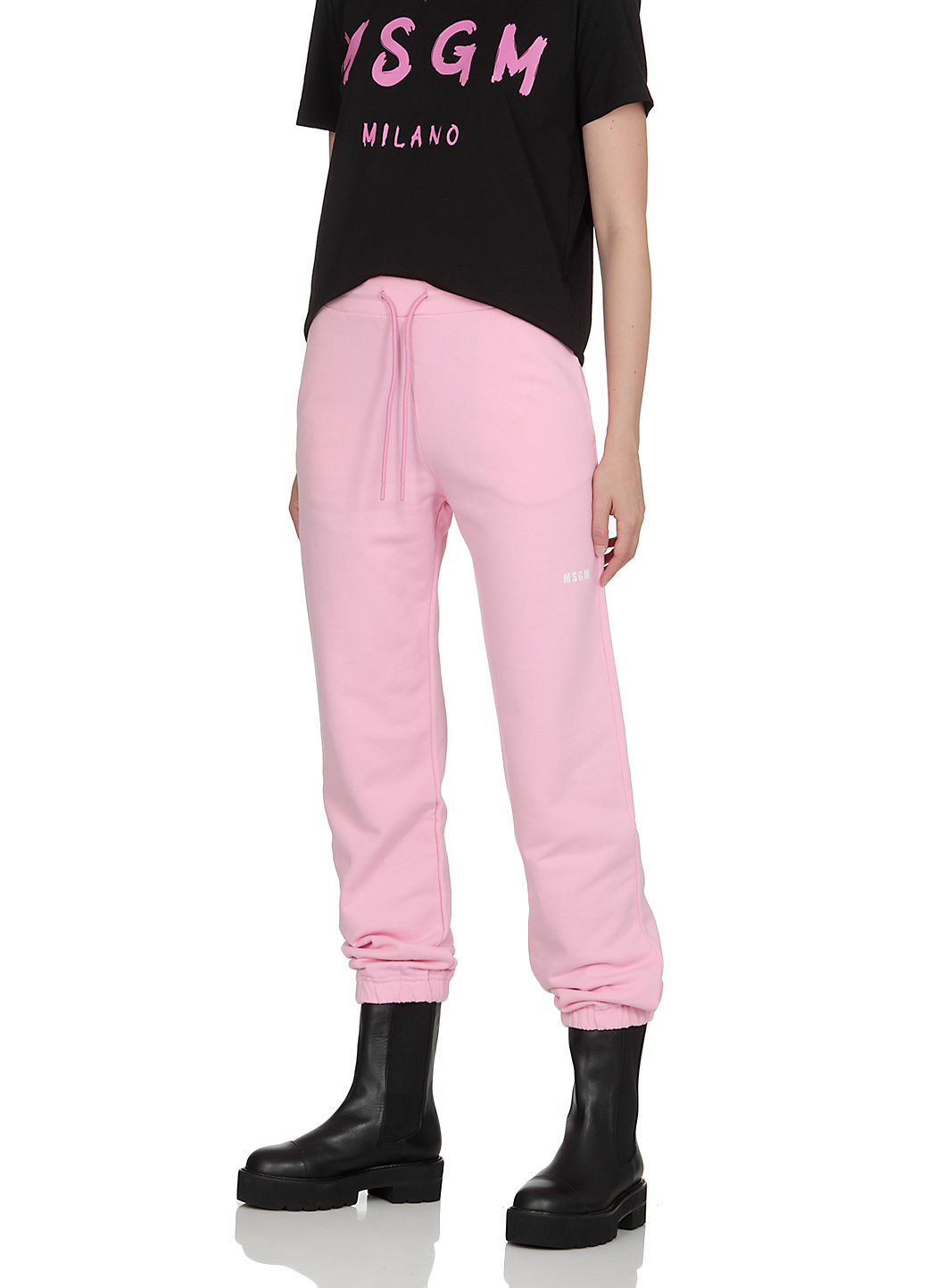 Msgm Pink Logo Print Joggers In Pink