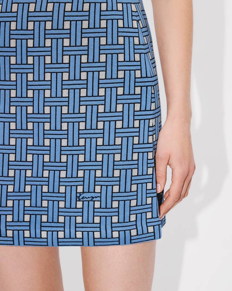 Kenzo Weave Woven-patterned Mini Skirt In Blue