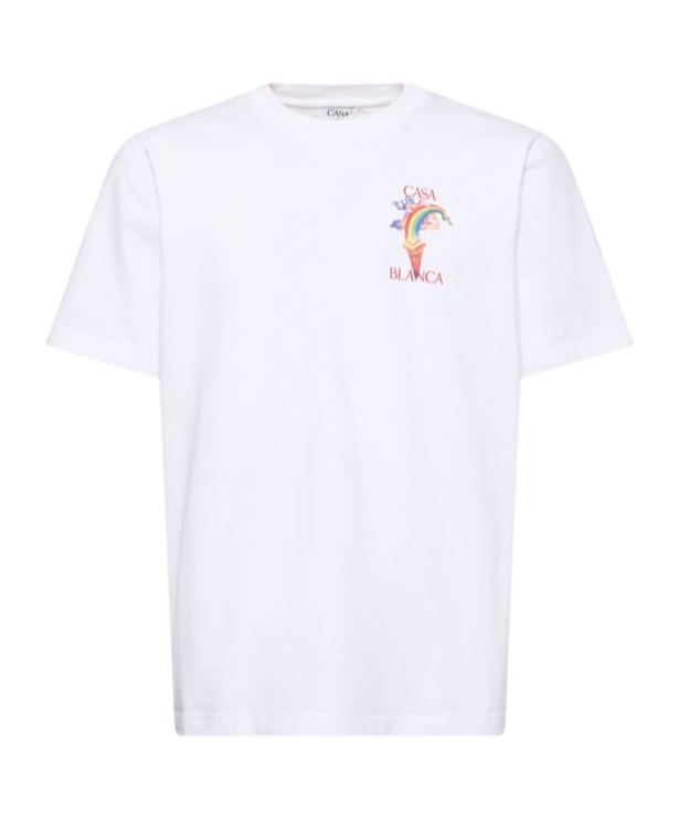 Casablanca White Crewneck T-shirt With Logo Detail On The Front And Maxi Logo Print On The Rear In Cotton Man