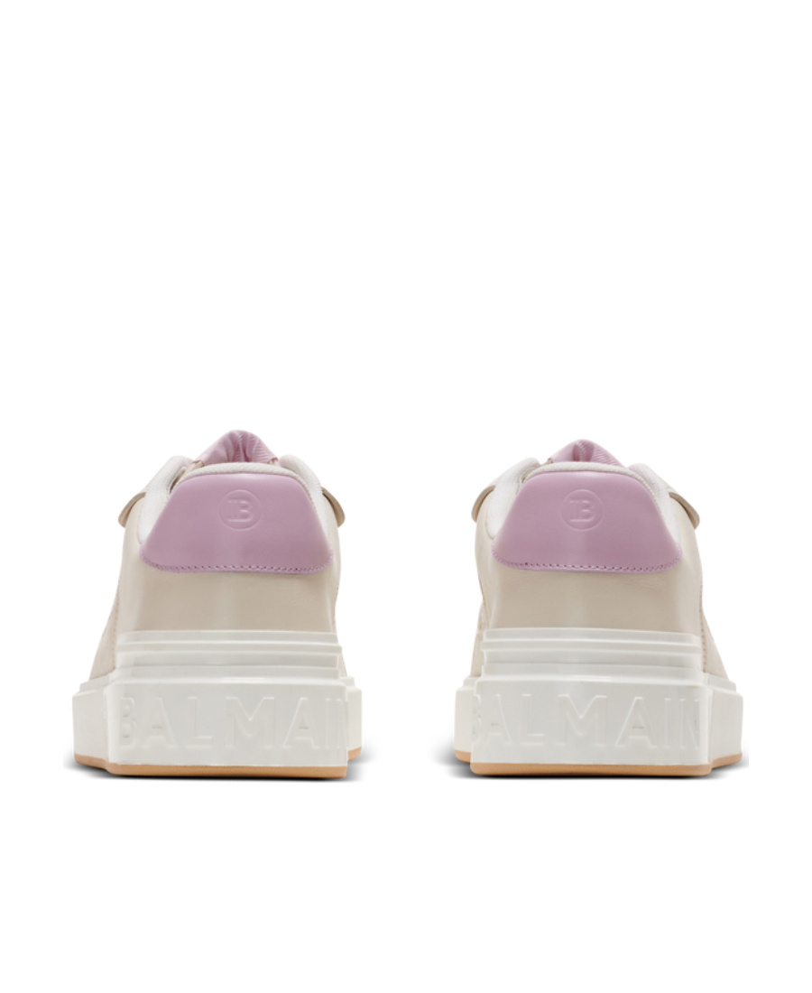 Shop Balmain B-court Flip Leather Trainers In Nude
