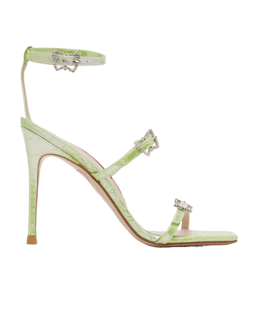 Sophia Webster Crocodile Embossed High-heeled Sandals In Nude