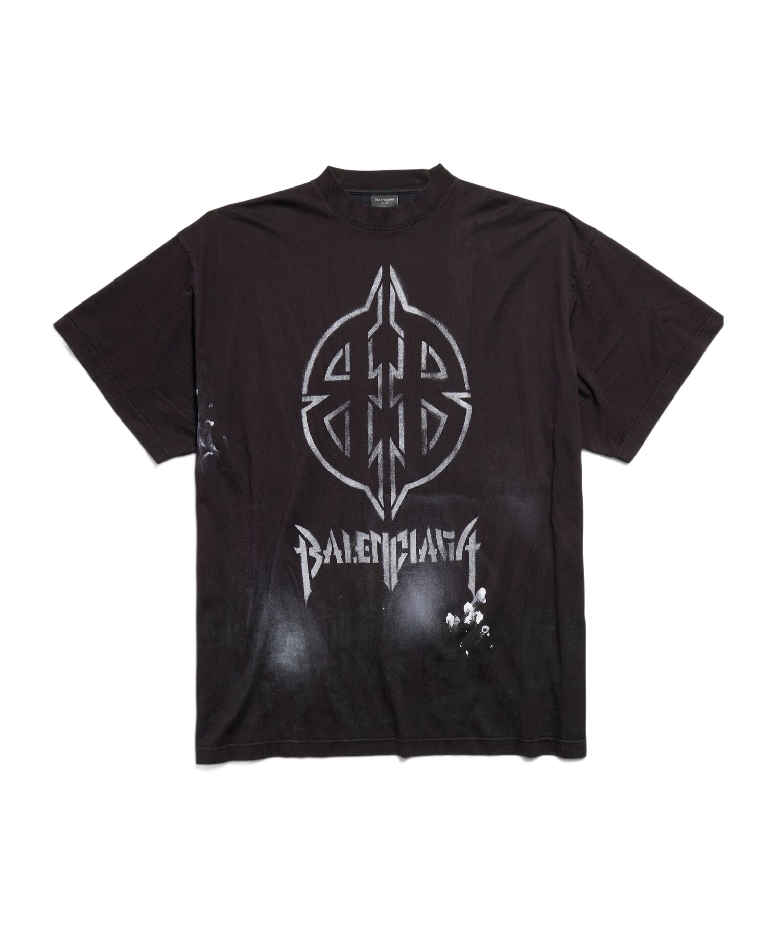 Shop Balenciaga Metal Bb Stencil Cotton T-shirt In Black