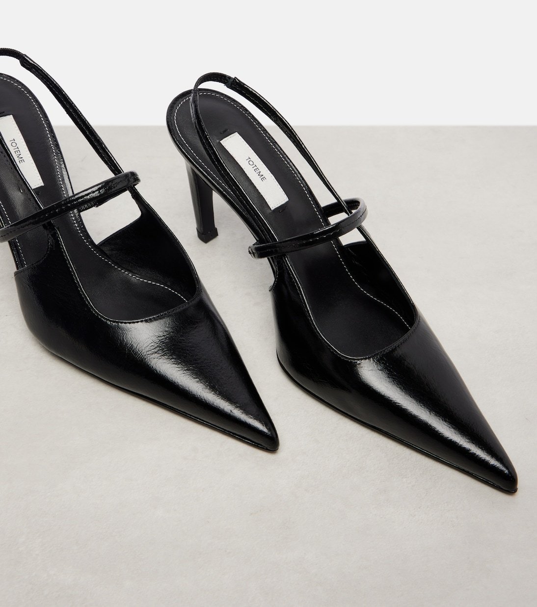 Totême Leather Slingback Pumps In Black